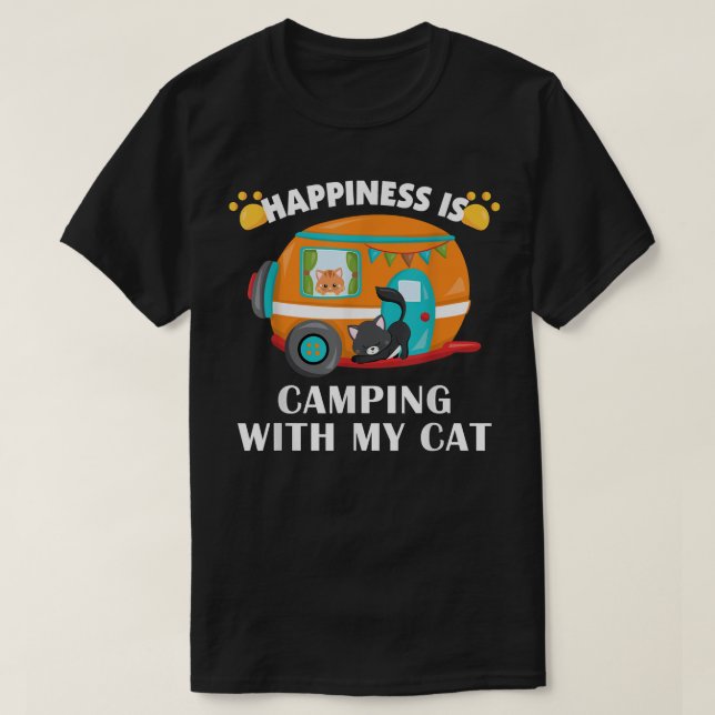 Camiseta I love Camping With My Cat  Funny Kitty Tee  (Diseño del anverso)