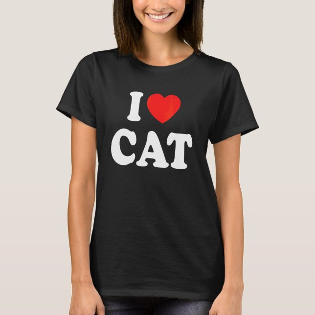 Camiseta I Love Cat With A Red Heart (Anverso)