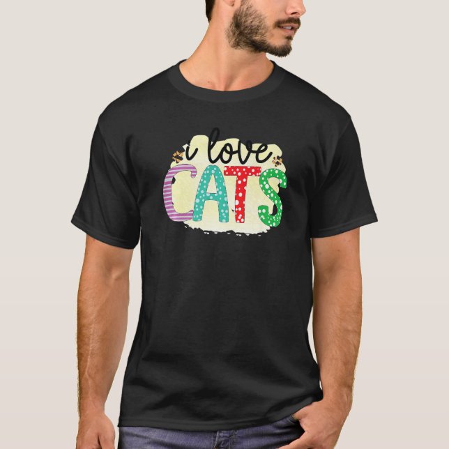 Camiseta I Love Cats Graphic Patchwork Cat (Anverso)