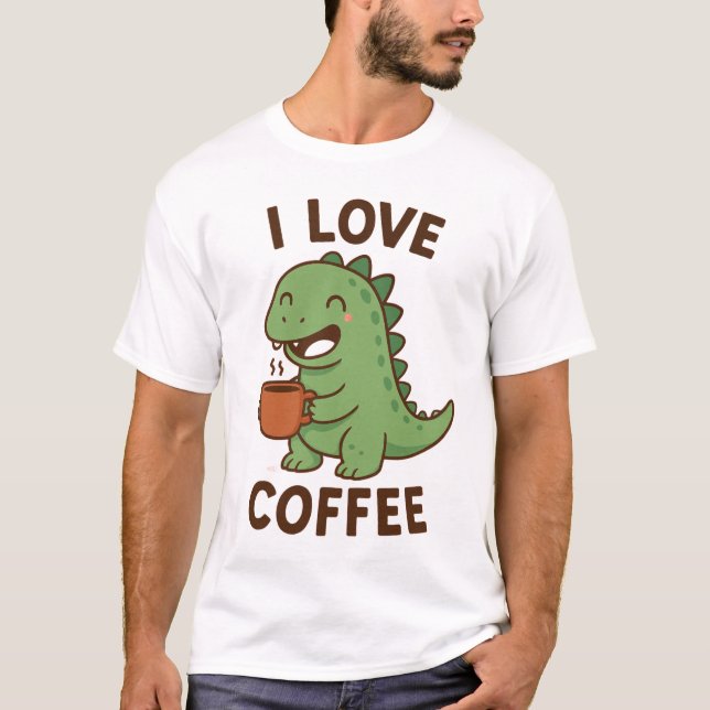 Camiseta I Love Coffee Dinosaur Funny Men’s T-Shirt (Anverso)