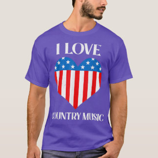 Camiseta I Love Country Music Retro Vintage Guitar American