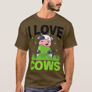 Camiseta I Love Cows Cattle Breeder Farmer Dairy Cow Calf C