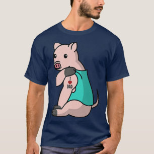 Camiseta I Love Dad Tattoo Mini Pig Father Pet Premium 