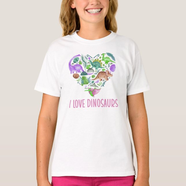 Camiseta I Love Dinosaurs, Dinosaur Heart Valentine (Anverso)