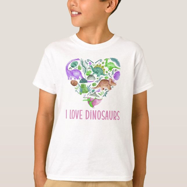 Camiseta I Love Dinosaurs, Dinosaur Heart Valentine (Anverso)