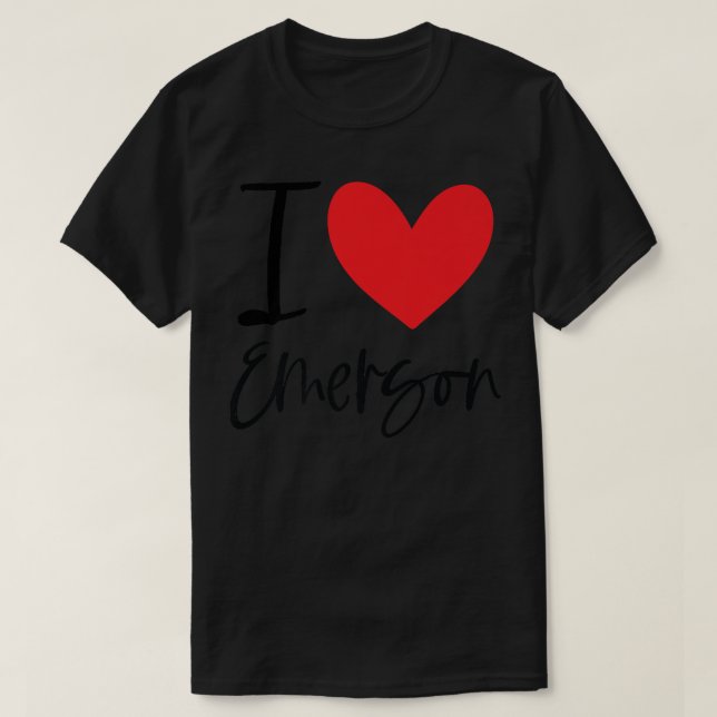 Camiseta I Love Emerson Name Heart Personalized Men Guy BFF (Diseño del anverso)