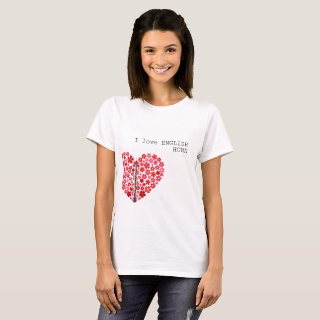 Camiseta I love ENGLISH HORN  Music lovers T-shirts (Anverso completo)