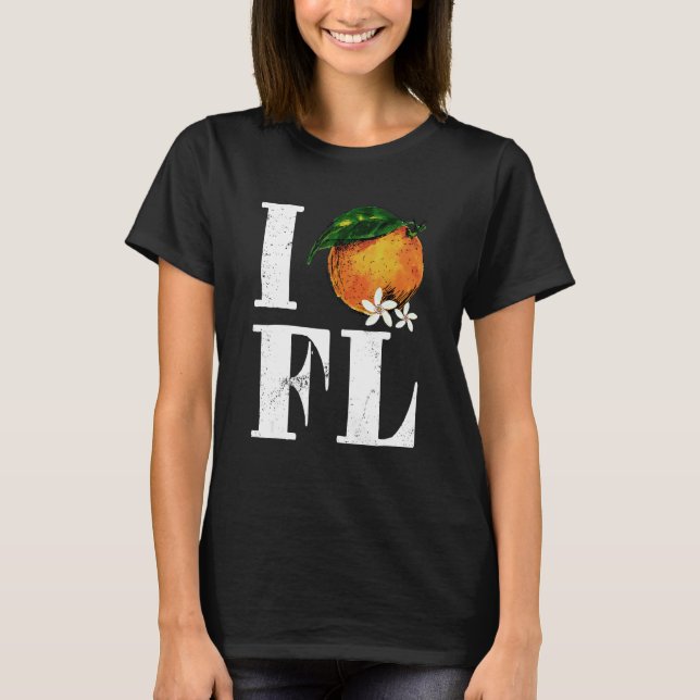 Camiseta I Love Florida Orange Fruits States American (Anverso)