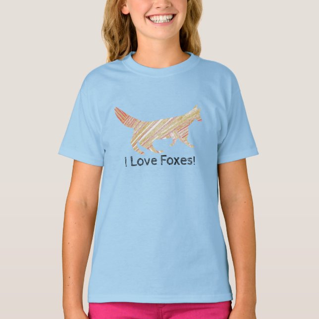 Camiseta I Love Foxes Pattern Silhouette Fox (Anverso)