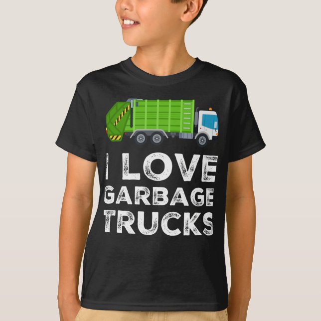 Camiseta I Love Garbage Truck For Kids Toddler Long Sleeve (Anverso)