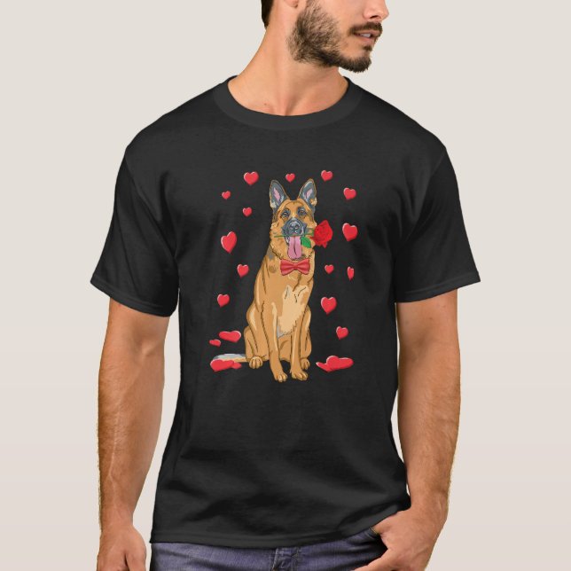 Camiseta I Love German Shepherd Heart Valentines Day Funny  (Anverso)