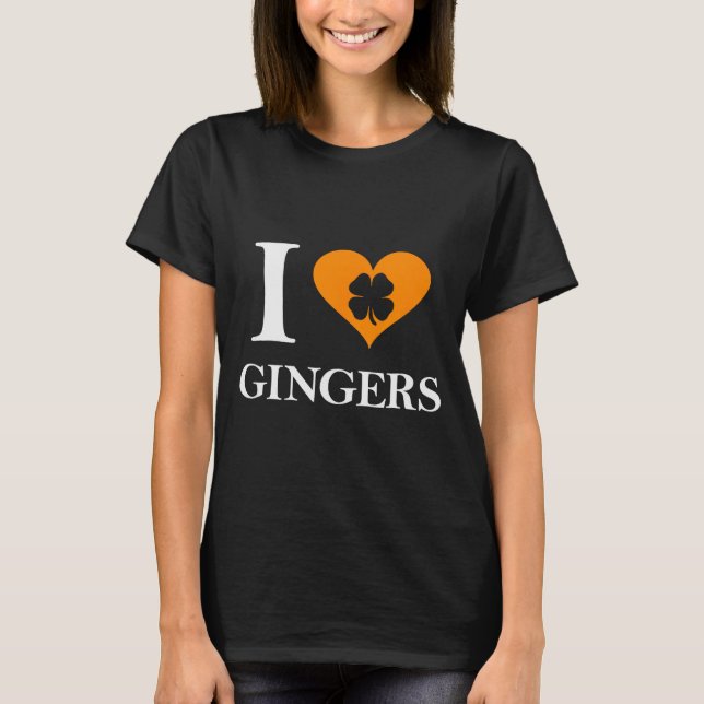 Camiseta I Love Gingers Heart Shamrock Redhead Lover Shirt  (Anverso)
