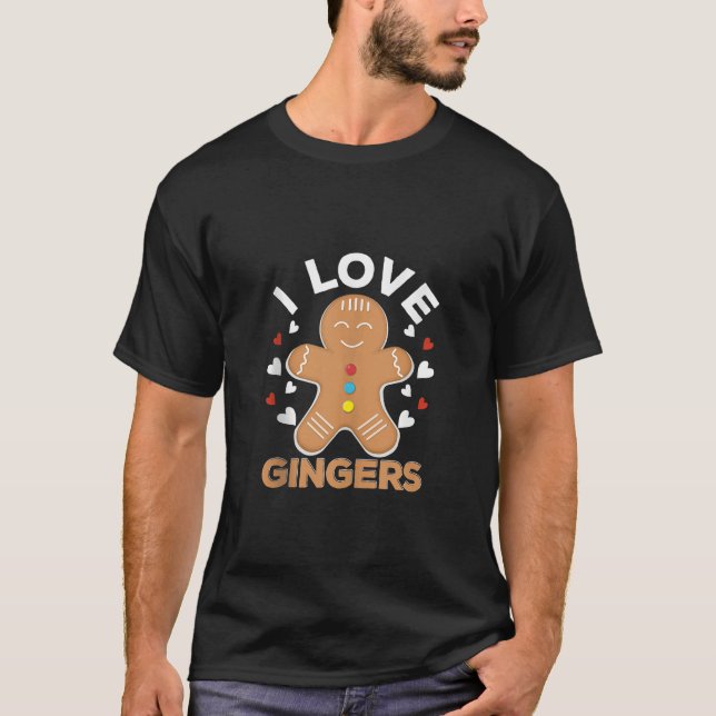 Camiseta I Love Gingers Pastries Candy Cane Cookie Gingerbr (Anverso)