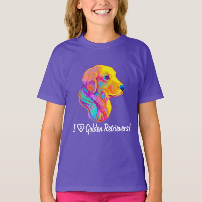 Camiseta I Love Golden Retrievers in Colors (Anverso)