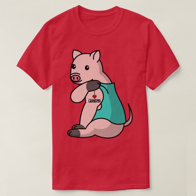 Camiseta I Love Grandma Tattoo Mini Pig Grandmother Pet Pre (Diseño del anverso)