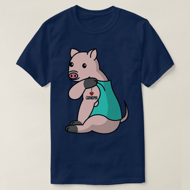 Camiseta I Love Grandma Tattoo Mini Pig Grandmother Pet Pre (Diseño del anverso)
