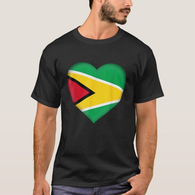Camiseta I Love Guyana  Guyanese Flag Heart Outfit  (Anverso)