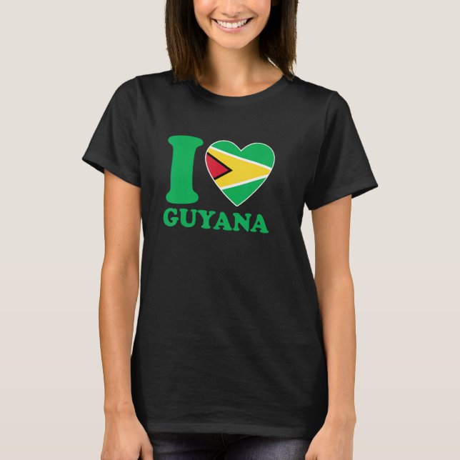 Camiseta I Love Guyana Heart Flag  Quote (Anverso)