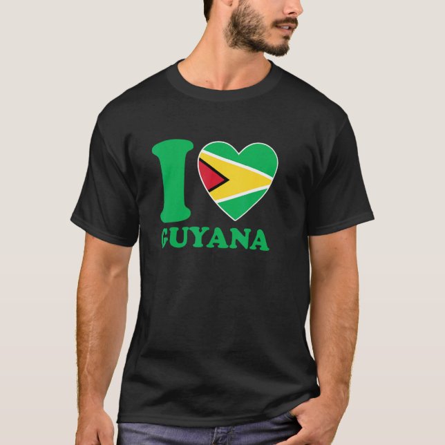 Camiseta I Love Guyana Heart Flag  Quote (Anverso)