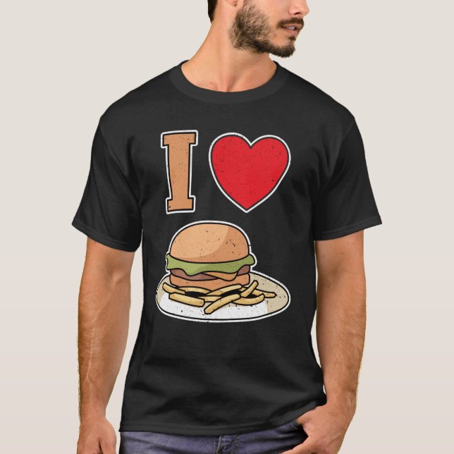 Camiseta I love hamburgers with fries (Anverso)