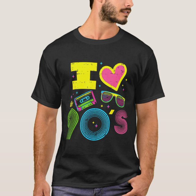 Camiseta I Love Heart The 90s Retro Throwback Vibes Women M (Anverso)