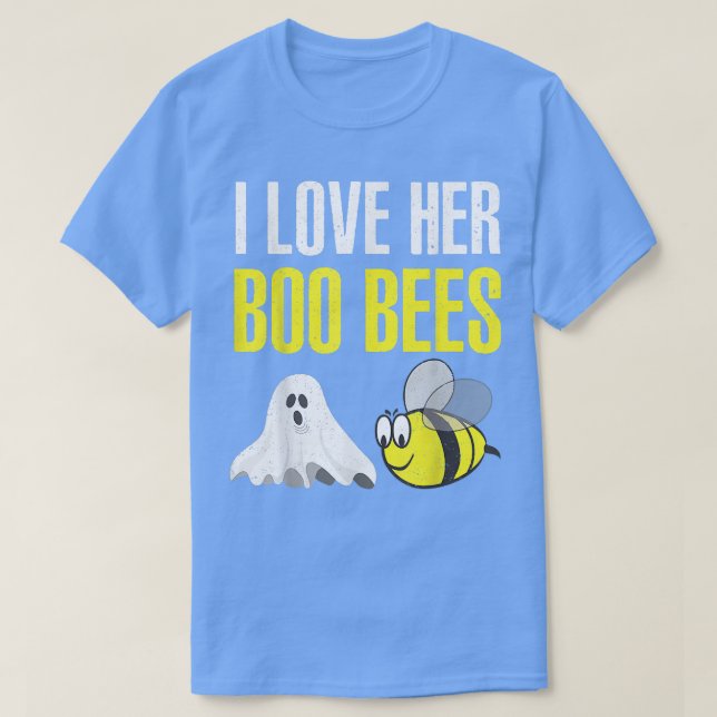 Camiseta I Love Her Boo Bees Couples Halloween Adult Costum (Diseño del anverso)