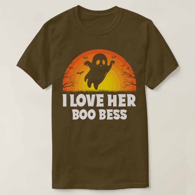 Camiseta I Love Her Boo Bees Couples Halloween Adult Costum (Diseño del anverso)