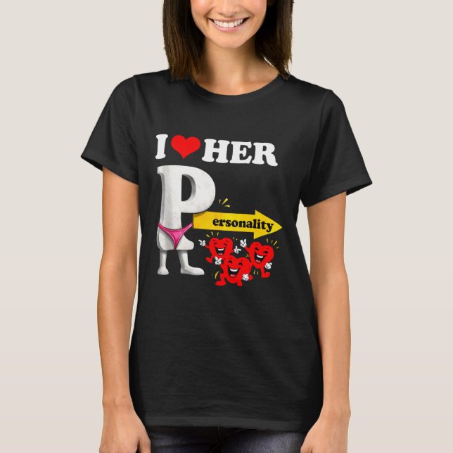 Camiseta I Love Her Ity Funny Valentine's Day Couple Matchi (Anverso)