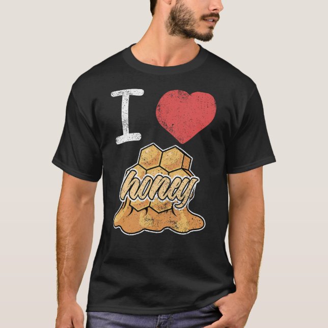 Camiseta I Love Honey Beekeeper Beekeeping Honeycomb (Anverso)