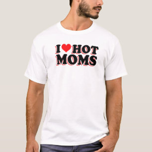 Camiseta I Love Hot Moms Red Heart Love Moms Men