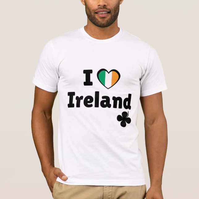 Camiseta I Love Ireland Irish Flag Heart & Shamrock (Black) (Anverso)