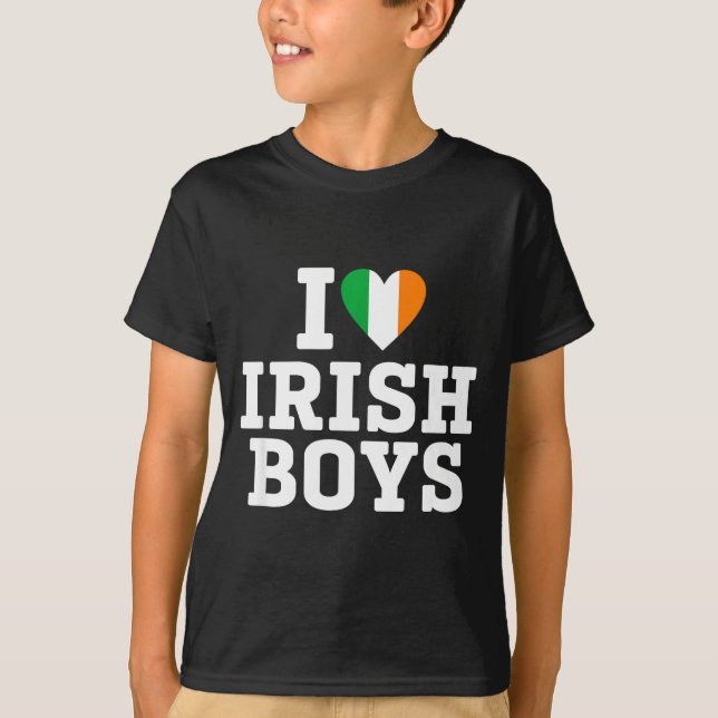 Camiseta I Love Irish Boys Ireland Flag Heart St Patricks D (Anverso)