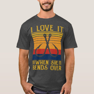 Camiseta I Love It When She Bends Over Retro Vintage Fishin