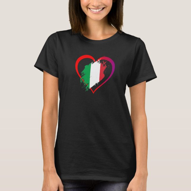 Camiseta I Love Italy Italian Pride Italian Flag Heart (Anverso)