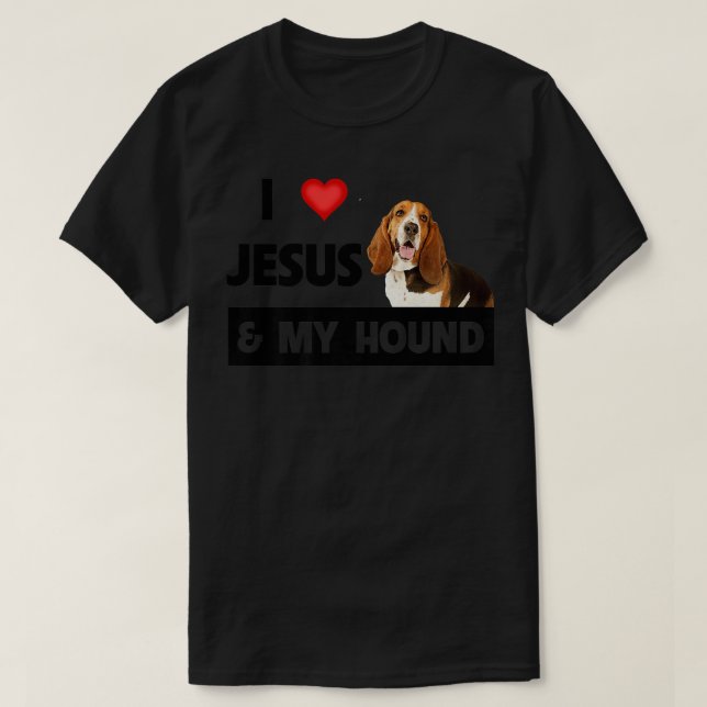 Camiseta I Love Jesus and My Basset Hound Dog Mom Dad Pet P (Diseño del anverso)