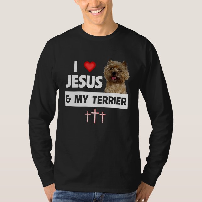 Camiseta I Love Jesus and My Cairn Terrier Dog Mom Dad Chri (Anverso)