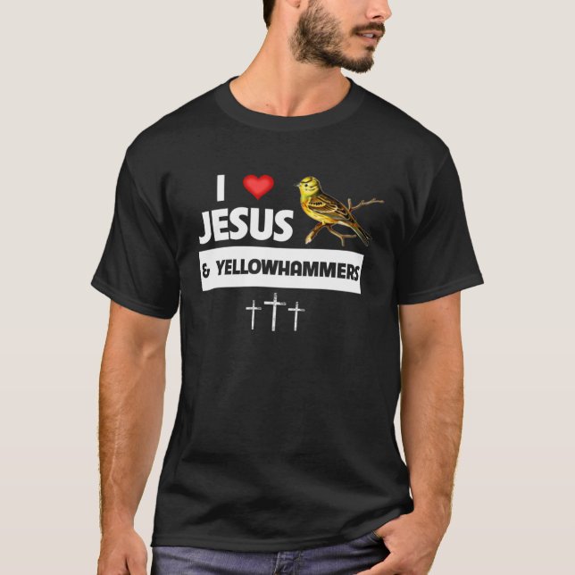 Camiseta I Love Jesus and Yelllowhammers Alabama State Bird (Anverso)