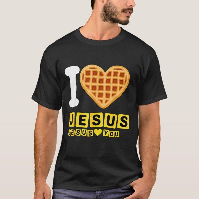 Camiseta I Love Jesus Waffle Heart  (Anverso)