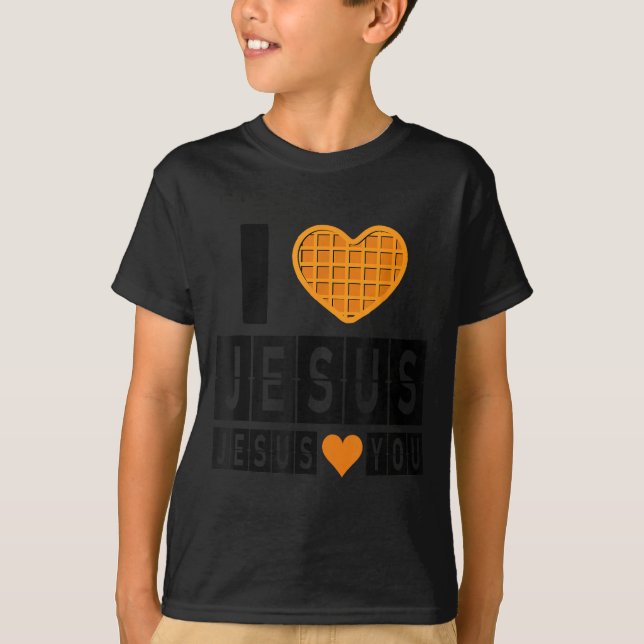 Camiseta I Love Jesus Waffle Heart Jesus Loves You Funny Br (Anverso)
