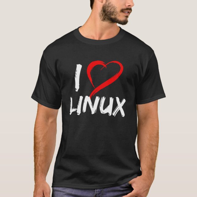 Camiseta I Love Linux with Heart Penguin Tux Open Source Os (Anverso)