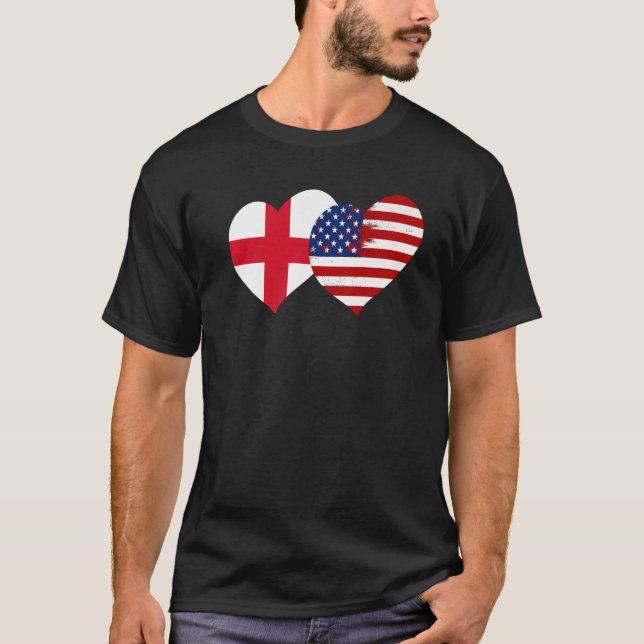 Camiseta I Love London I Love USA Cool England USA Flag Hea (Anverso)