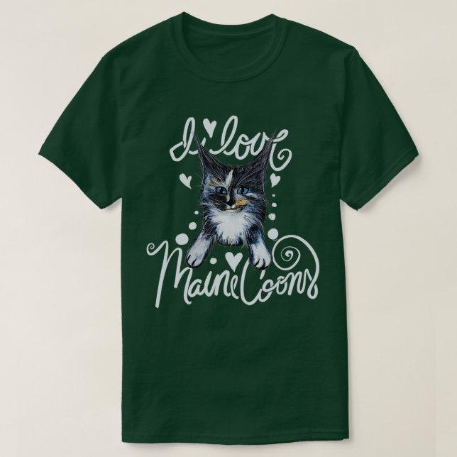 Camiseta I Love Maine Coons   2  (Diseño del anverso)