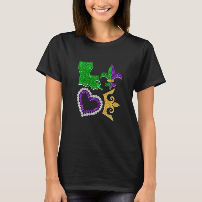 Camiseta I Love Mardi Gras Carnival Festival Party Costume (Anverso)