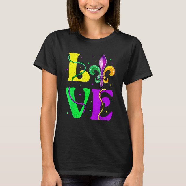 Camiseta I Love Mardi Gras Fleur De Lis Fat Tuesday Carniva (Anverso)
