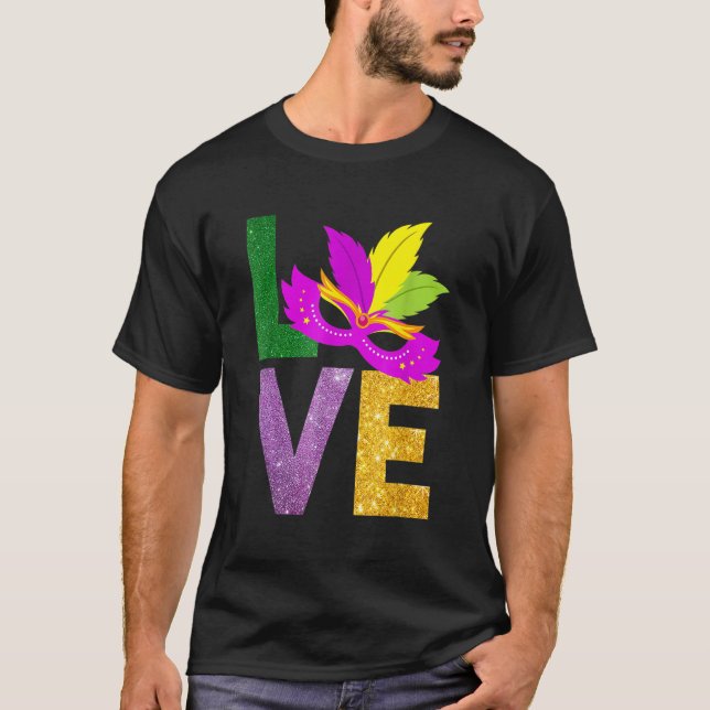 Camiseta I Love Mardi Gras Fleur-de-Lis Parade Men Women Ki (Anverso)