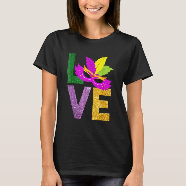 Camiseta I Love Mardi Gras Fleur-de-Lis Parade Men Women Ki (Anverso)