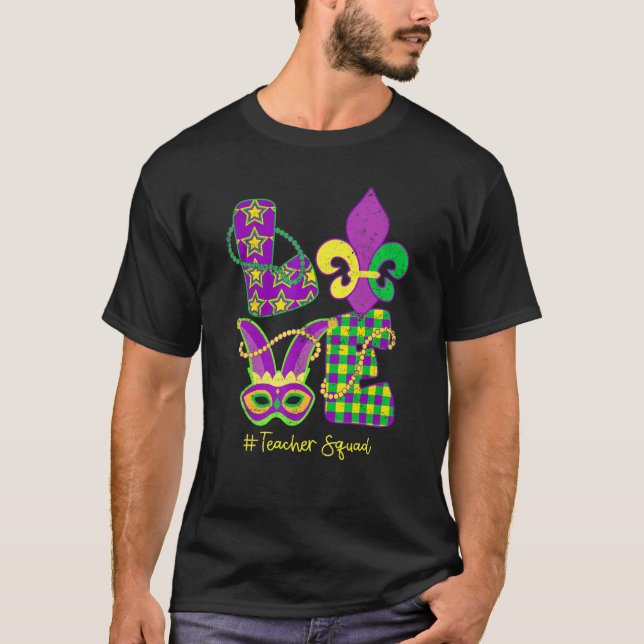 Camiseta I Love Mardi Gras Fleur de Lis Teacher Squad Men W (Anverso)