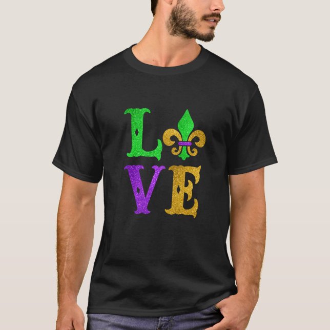 Camiseta I Love Mardi Gras Funny Mardi Gras Fleur De Lys Fe (Anverso)