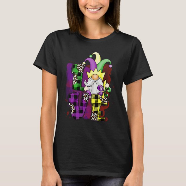 Camiseta I Love Mardi Gras Gnomes With Fleur de Lis  Men Wo (Anverso)