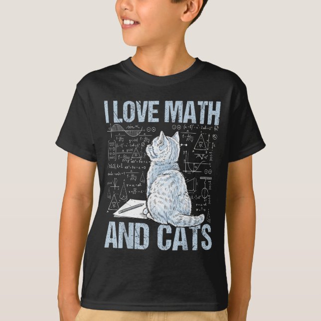 Camiseta I Love Math And Cats Science Teacher Student Funny (Anverso)